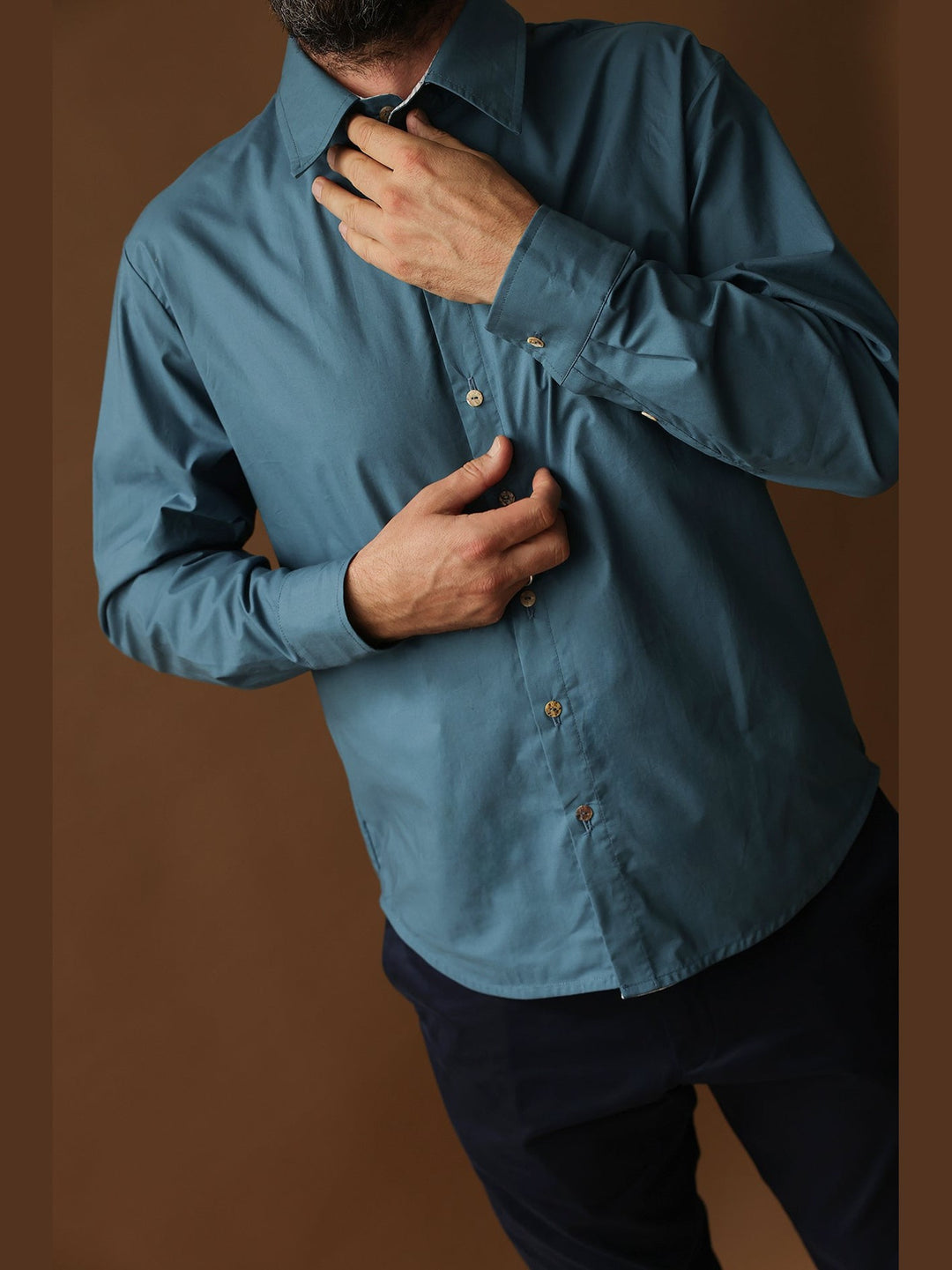 GENE - The Organic Cotton Line Shirt — Slate Blue - Fashion Roots
