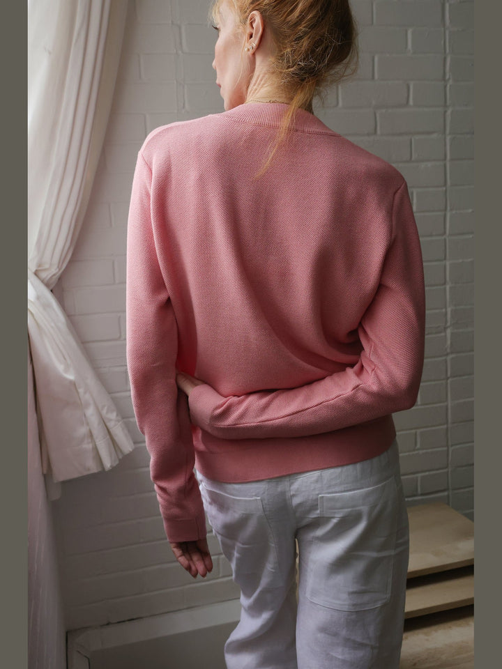 GENE - Pink Frame V-Neck Sweater - Fashion Roots