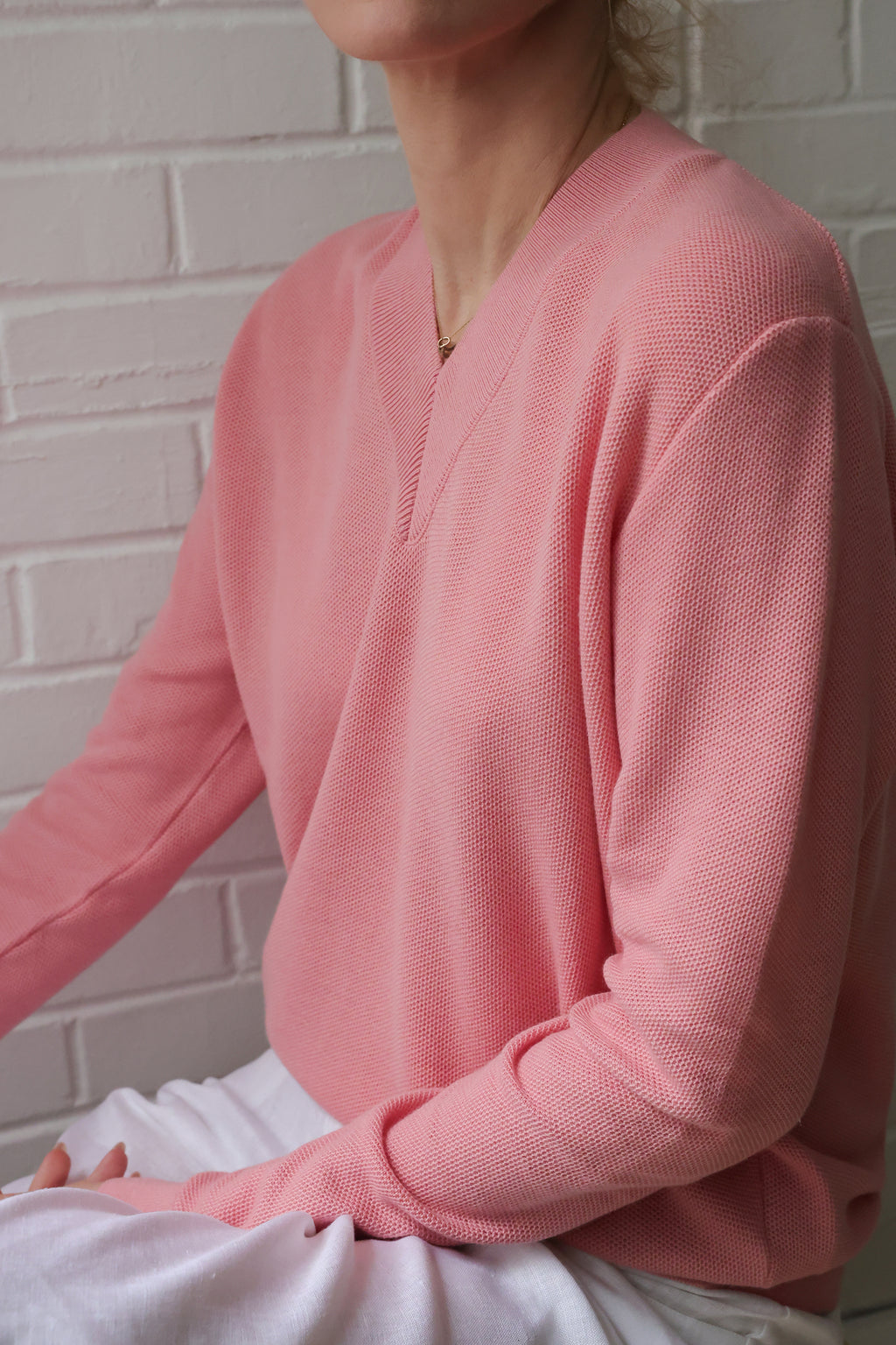 Pink Frame V-Neck Sweater