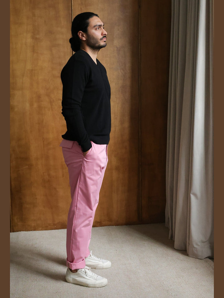 GENE - Pink Jude Cotton Trousers - Fashion Roots