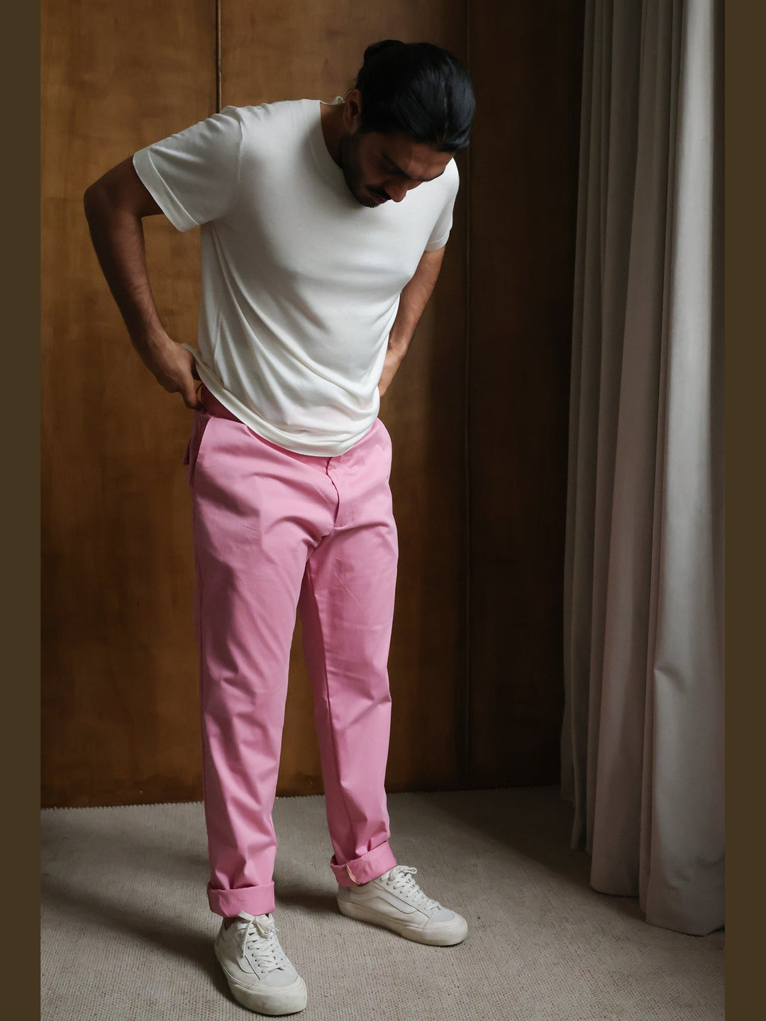 GENE - Pink Jude Cotton Trousers - Fashion Roots