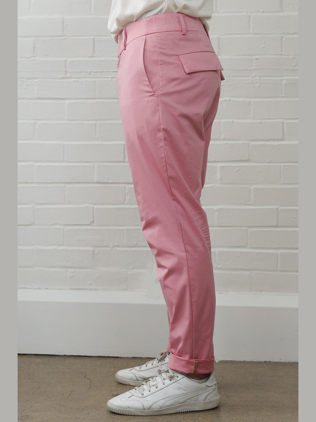 GENE - Pink Jude Cotton Trousers - Fashion Roots