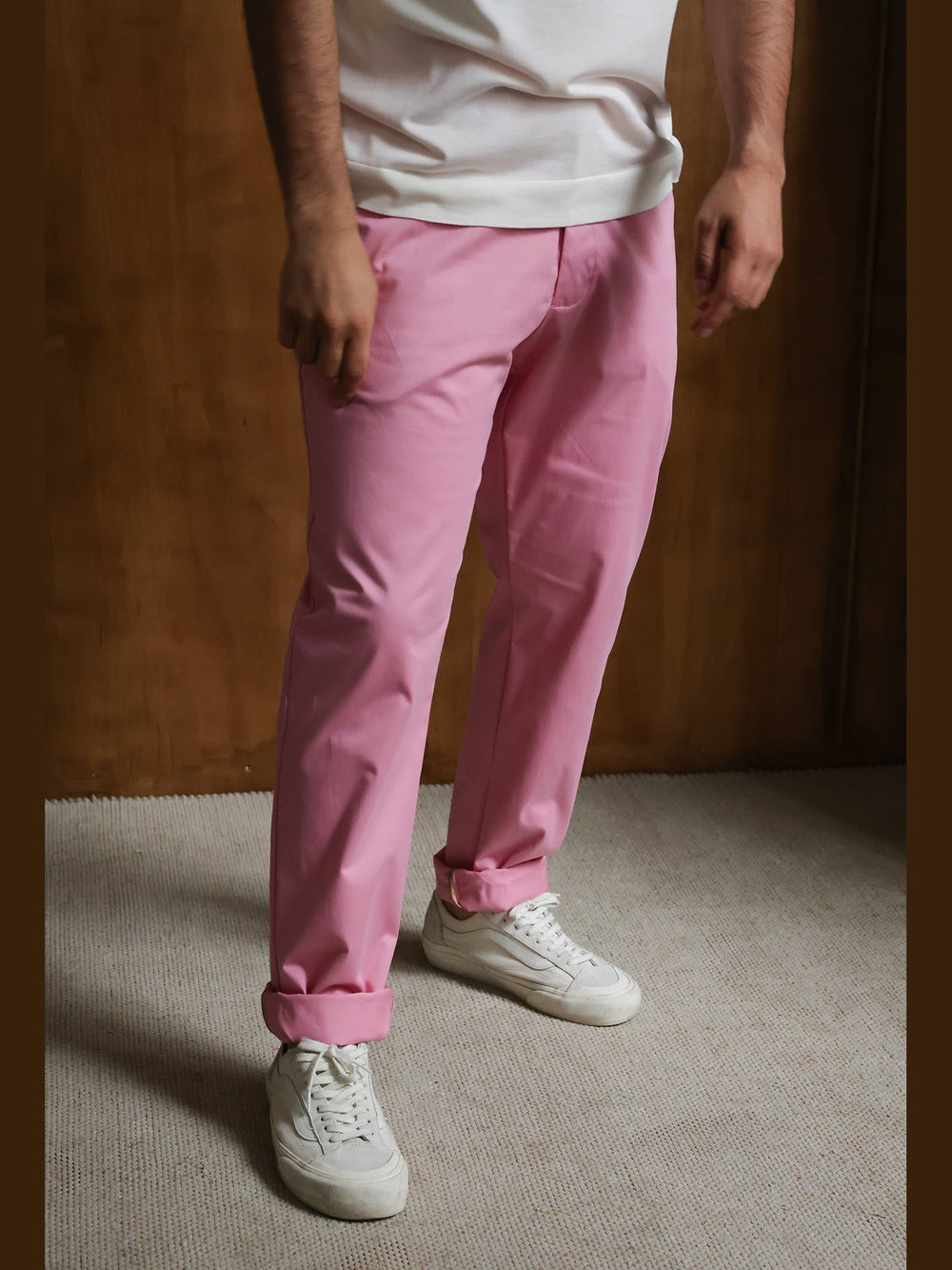 GENE - Pink Jude Cotton Trousers - Fashion Roots